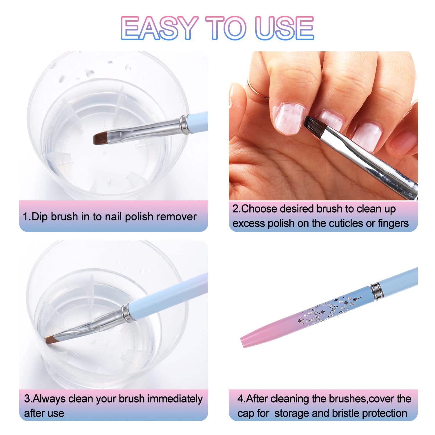 Nail Clean Up Brushes, Nail Brushes for Cleaning Polish Mistakes - Image 5
