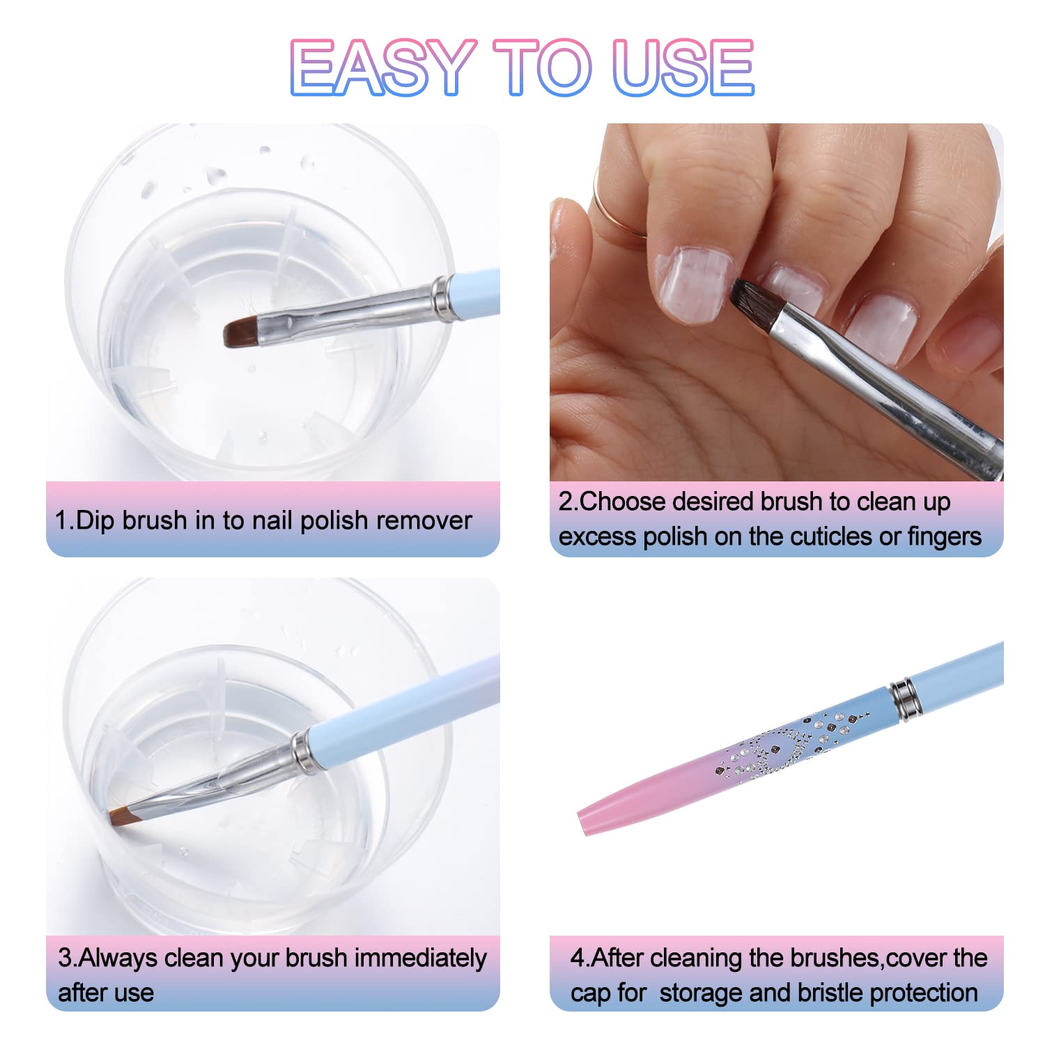 Nail Clean Up Brushes, Nail Brushes for Cleaning Polish Mistakes - Image 3