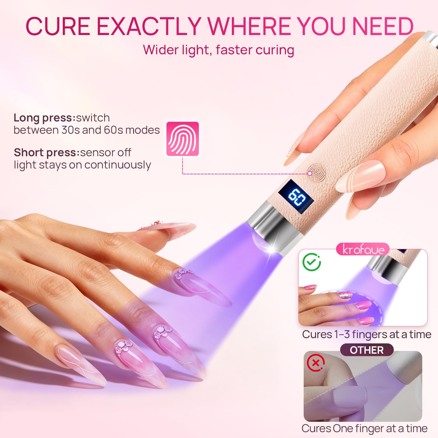 Handheld UV Lamp with Auto-Sensor, Rechargeable Nail Dryer - Image 8