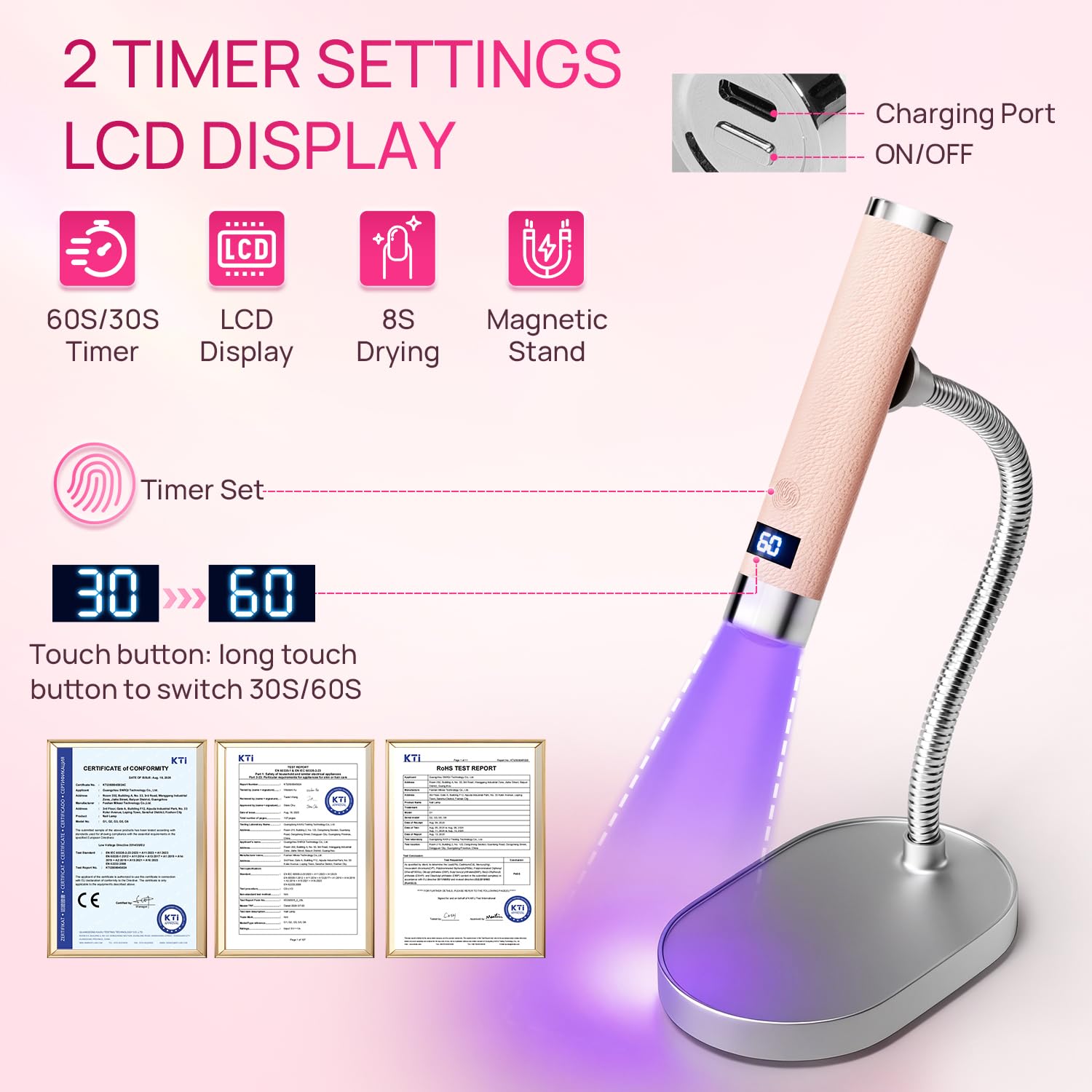 Handheld UV Lamp with Auto-Sensor, Rechargeable Nail Dryer - Image 7