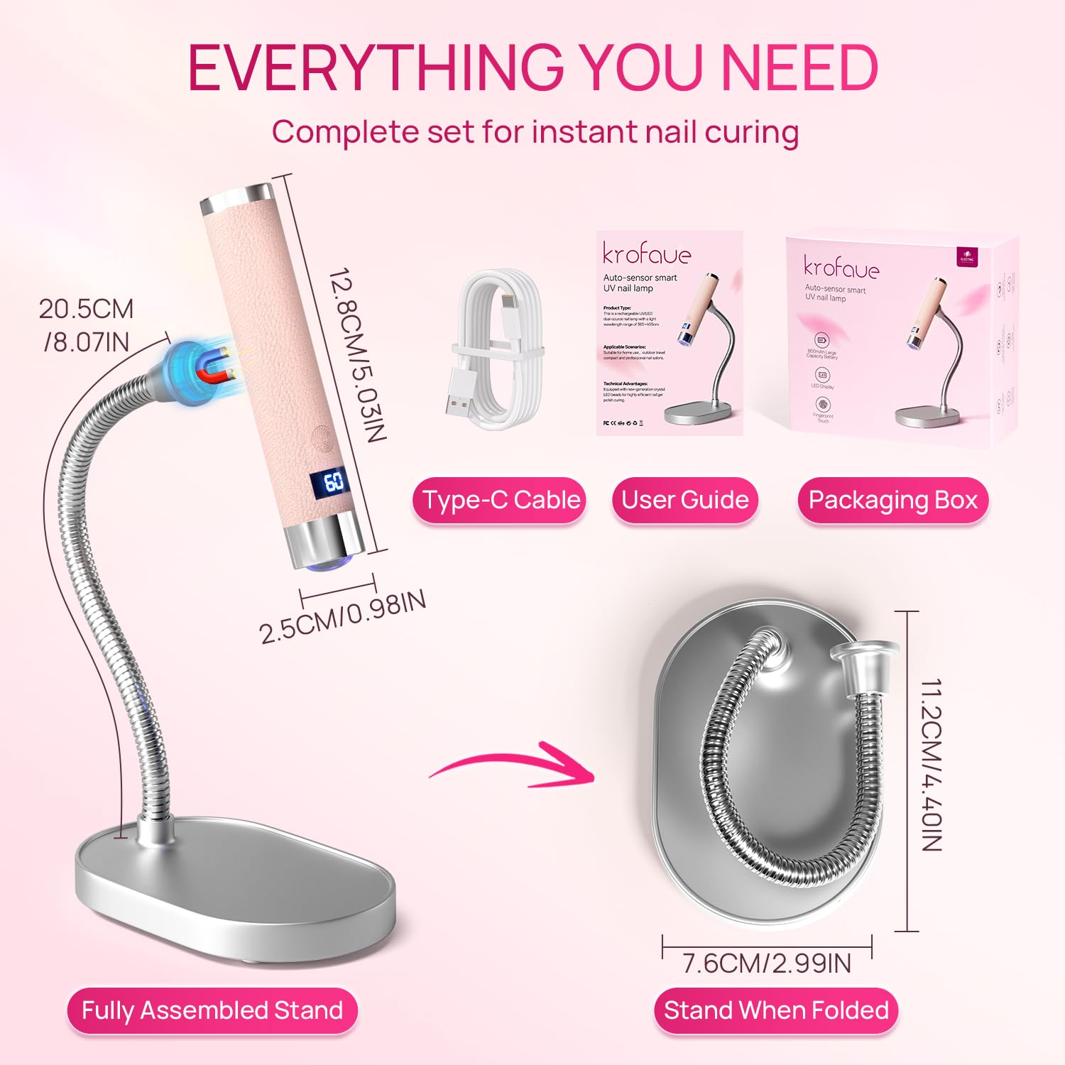 Handheld UV Lamp with Auto-Sensor, Rechargeable Nail Dryer - Image 2